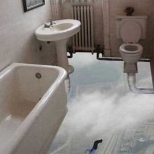 Bathroom without a floor (illusion)