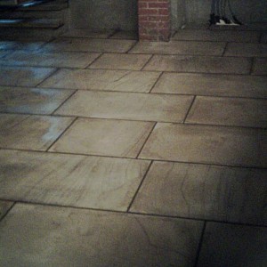 Sandstone floor.