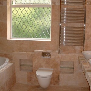 Travertine bathroom