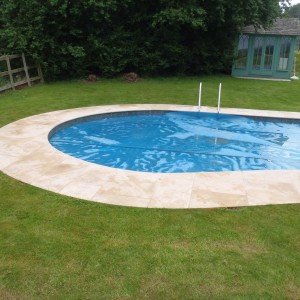 french burgundy stone  pool surround