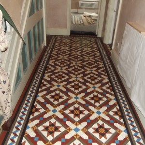 Louth restoration of Victorian encaustic & geometric tiled floor.