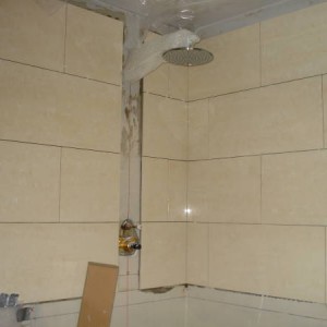 Tiling around shower with space for mosaic