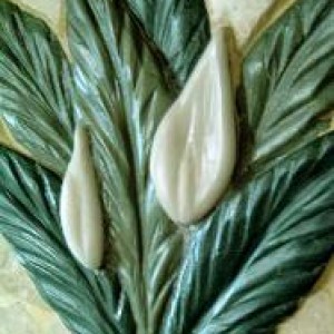 Carved Stone Tile Mural Flowers Leaves 187x250