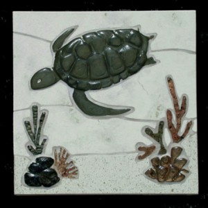 Carved Tile Mural TURTLE RE