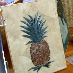 Carved Stone Pineapple Tile Mural 219x250