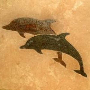 Tile Mural Of Two Dolphins 209x194