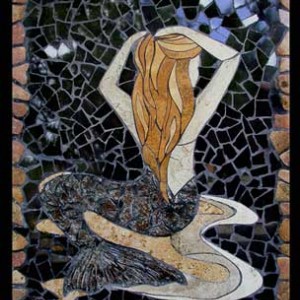 large over 4ft tall mermaid mosaic tile mural