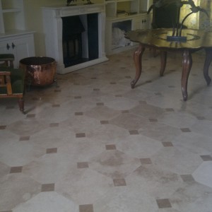 Travertine library floor