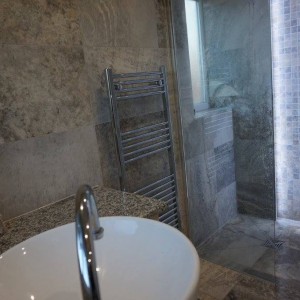 Marble bathroom shower end