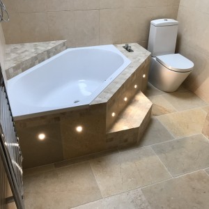 Travertine bathroom