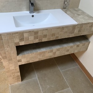 Travertine sink unit