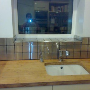 stainless steel coated mosaic splashback