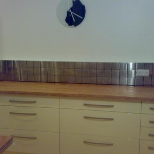 stainless steel mosaic splashback