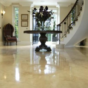 Filled and polished travertine - completely resurfaced, sealed and polished. Fantastic job!!