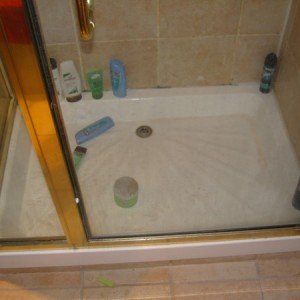 Before - Shower enclosure - Massive step up into shower