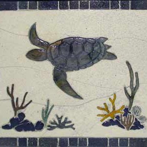 Lava reef turtle tile mural