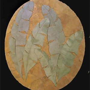 Oval entry leaf mural