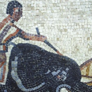 Detail from Bull and Elephant mosaic (5mm tesserae)