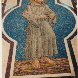 St Thomas Mosaic Figure restored. this is in Douglas IOM the face and body had been damaged and filled with carbody filler. see other pics in mosaic section.