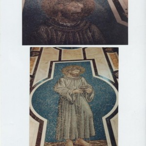 Saint head and full figure