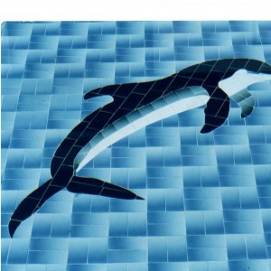 Dolphin  i know it is a cliche and i have done about 5 dolphins over the years but it is in harmony tiles from Johnsons it looked good and is still in good nick now although apparently the eye went white so the poor sod is blind now.