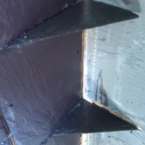 Close up of slate shelving.