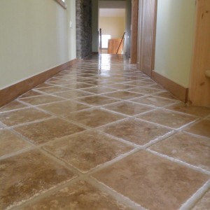 Fired Earth Tumbled Travertine corridor