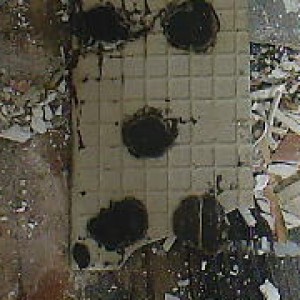 Dot and dabbed floor tiles