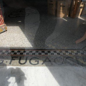 This shop is across the road from the other photo. It was a former Italian Ice Cream parlour. The shop was closed when I took the photo, but it has the most incredible floor made up of a insitu terazzo and mosaic.
I will get a snap of the signage of the same shop which, incredibly, I only noticed yesterday!!