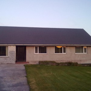 Roof after second coat of roof paint, new front door