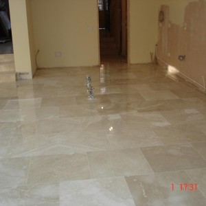 Kitchen/ Dining floor 60x60 polished in a Victorian House Dublin 6