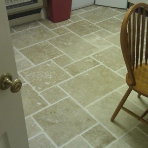 travertine kitchen floor (opus style)