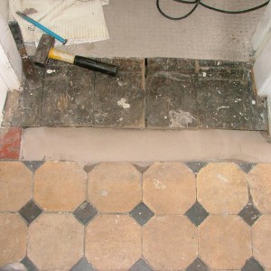 Kw front Rm threshold prepped for tiling