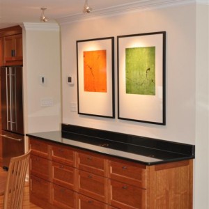 credenza and artwork