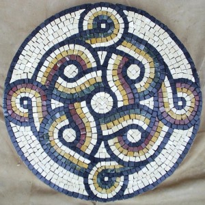 Copy of a Roman marble mosaic on a paving slab. 44cm diameter