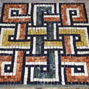 square set knot from a Roman mosaic. 400mm x 400mm paving slab.