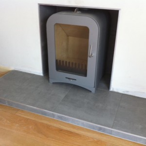 Contemoprary tiles in fireplace