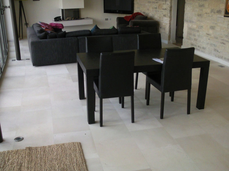 After a red-wine fight between siblings left this Indonesian white limestone floor looking like a Dalamation dog! To get it back to looking good again took diamond grinding and honing.  100m/2, porous and 40 litres of LTP Mattstone sealant later......