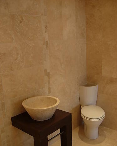 bathroom travertine with insets