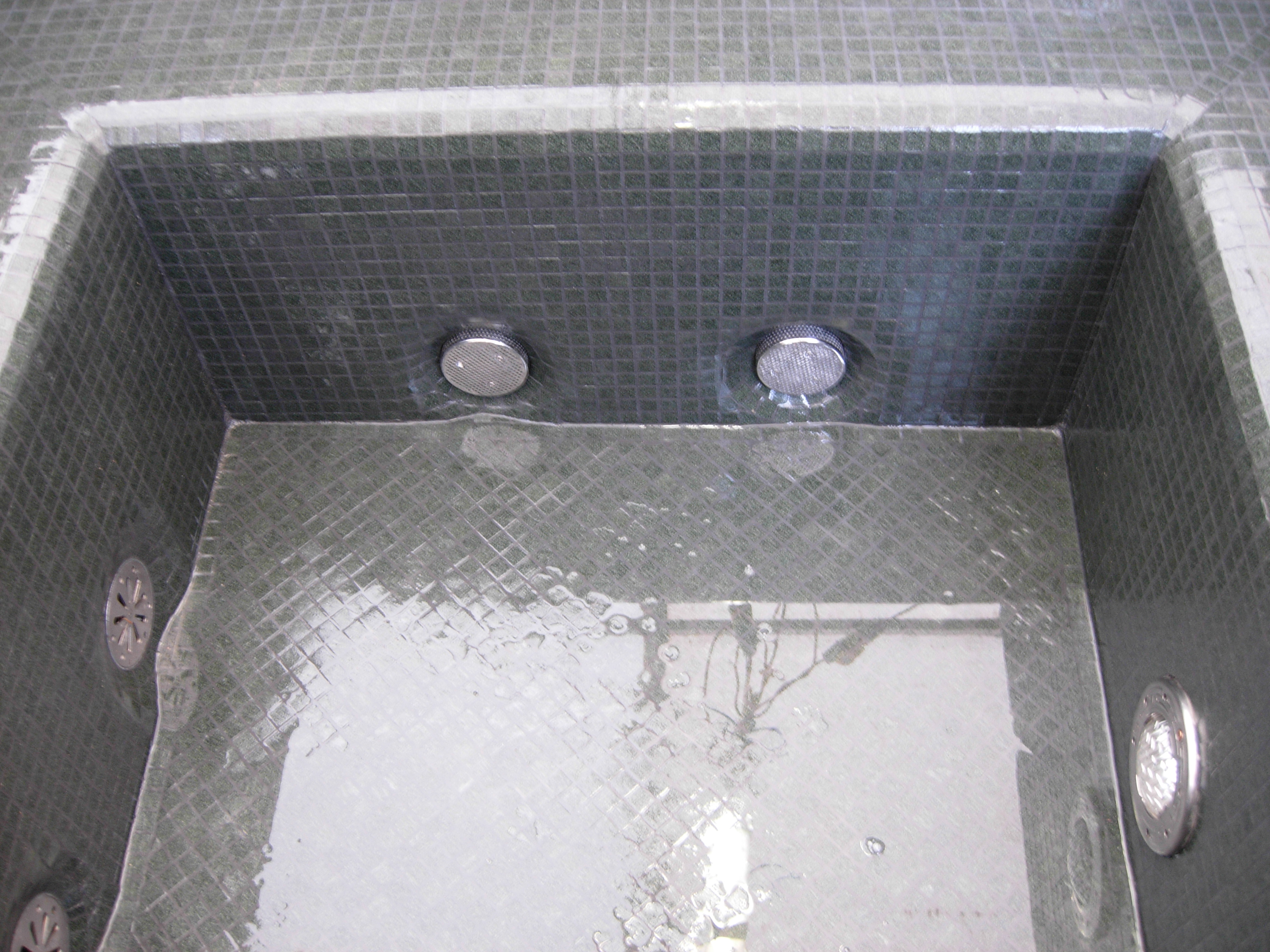 black glass mosaic lower foot well spa