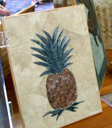 Carved Stone Pineapple Tile Mural 219x250