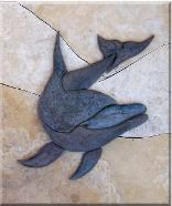 Carved Stone Splash Mural Dolphin 156x186