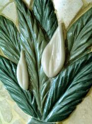 Carved Stone Tile Mural Flowers Leaves 187x250