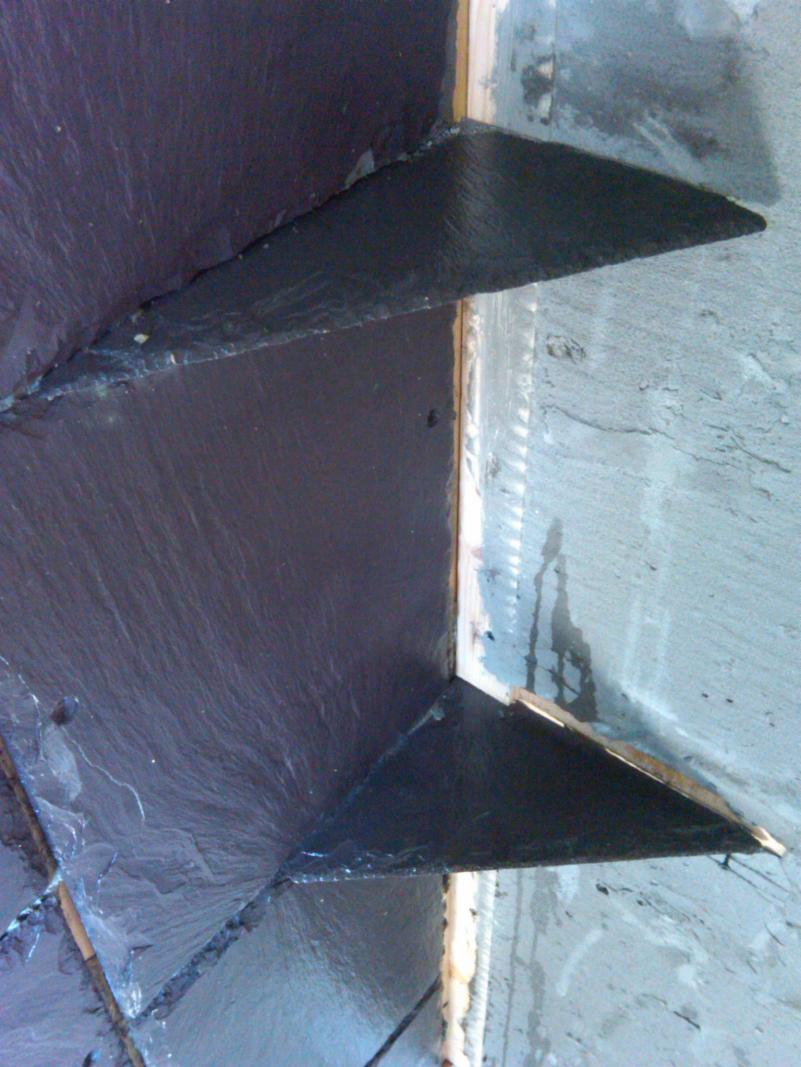 Close up of slate shelving.