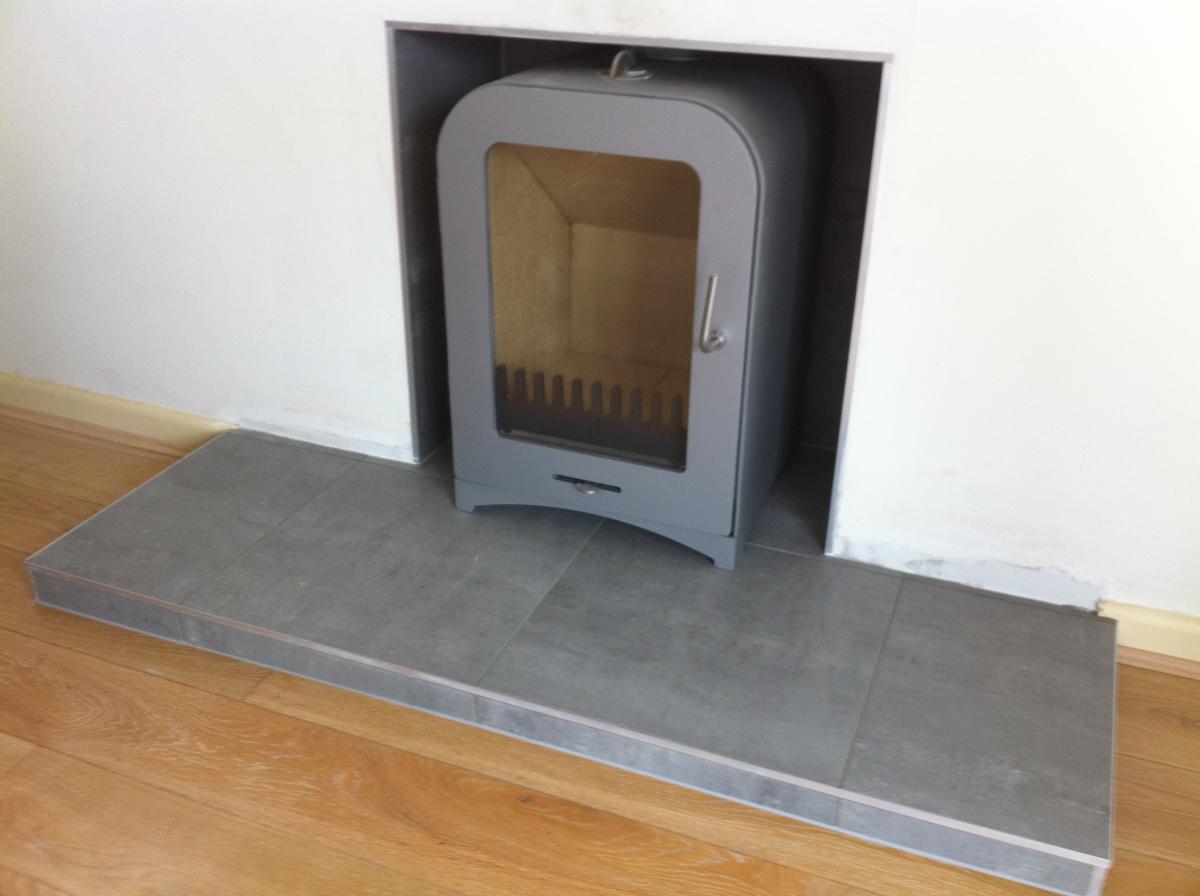 Contemoprary tiles in fireplace