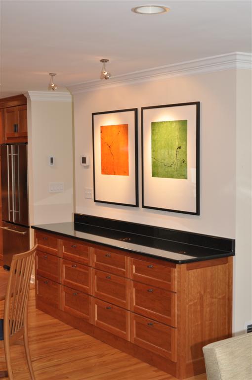 credenza and artwork