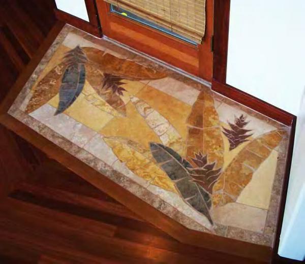 Entry Tile Mural Tropical Floor Inlay