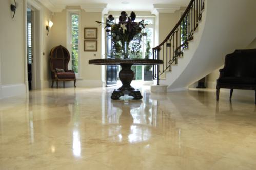 Filled and polished travertine - completely resurfaced, sealed and polished. Fantastic job!!