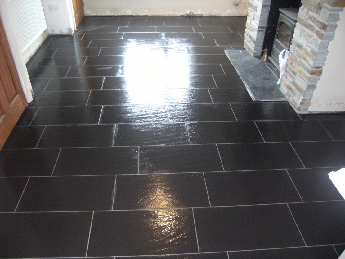 Finished fully tiled in a broken brick bond pattern