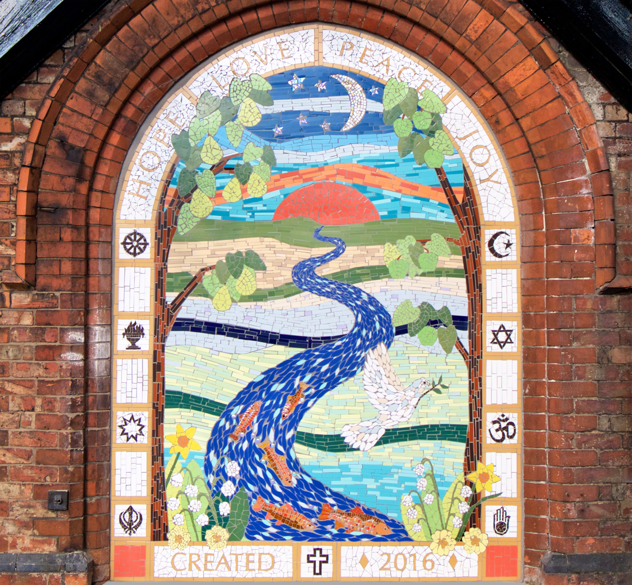 Finished mosaic mural, Chorlton Central Church